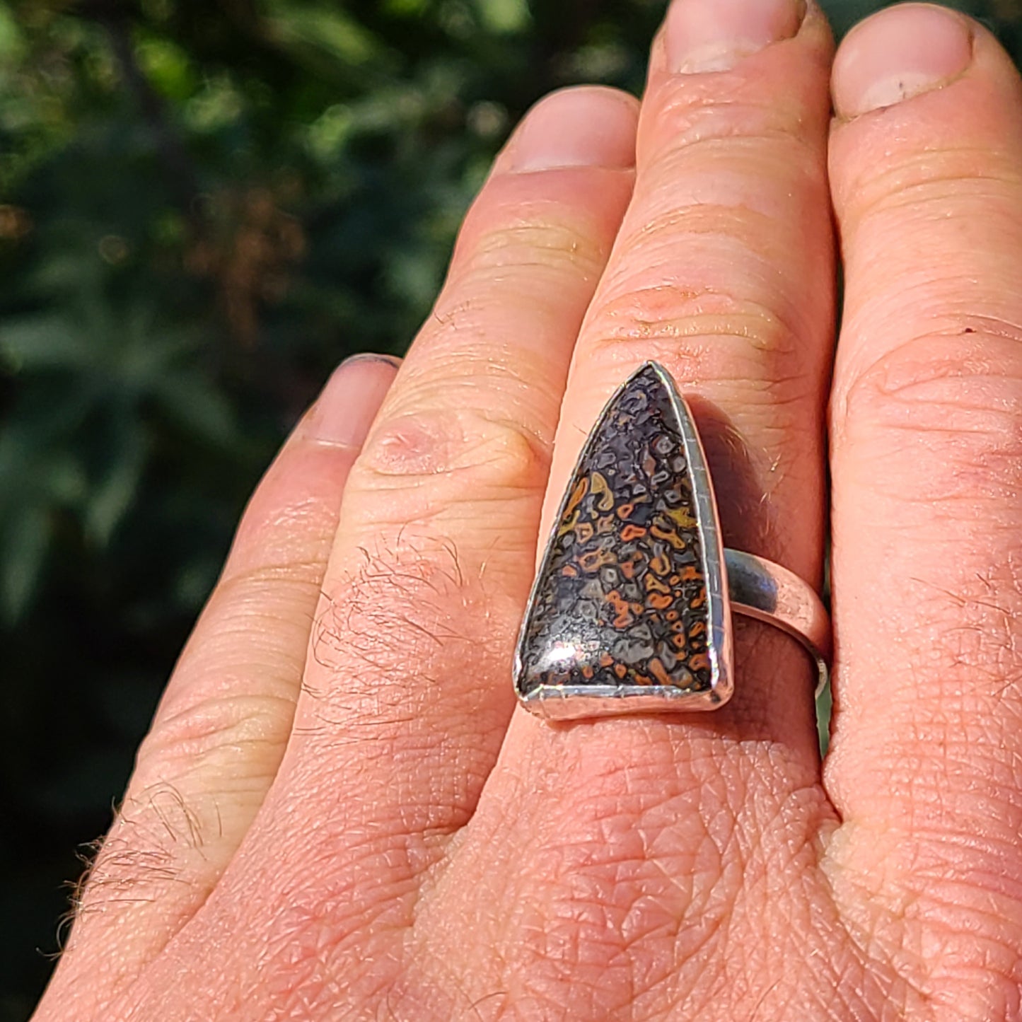 Fossil Dinosaur Bone Ring, Sterling Silver, Size 11.5