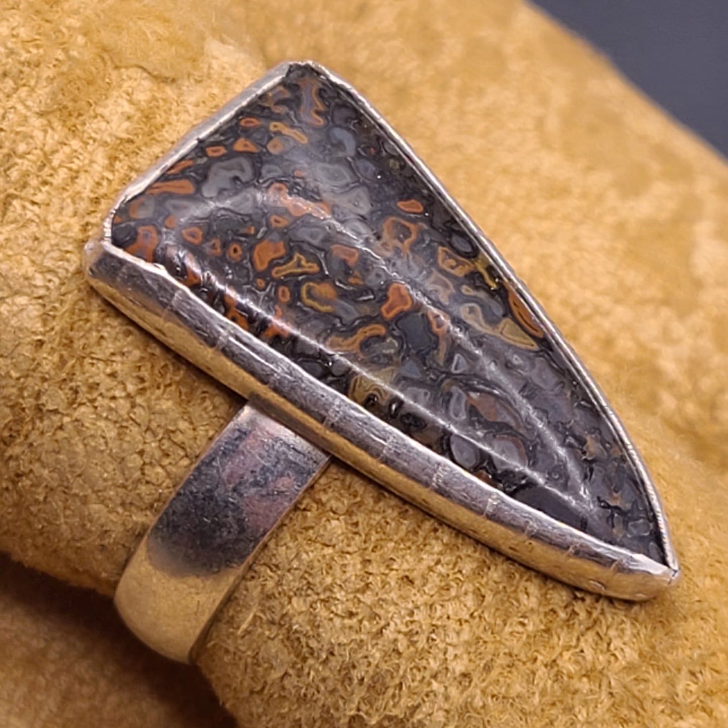 Fossil Dinosaur Bone Ring, Sterling Silver, Size 11.5