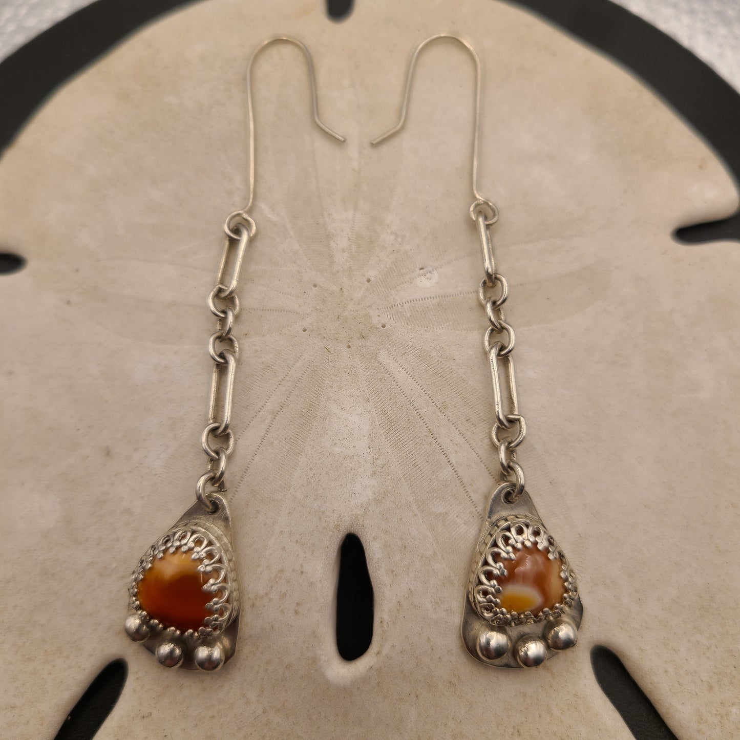 Fire Opal Earrings, Sterling Silver