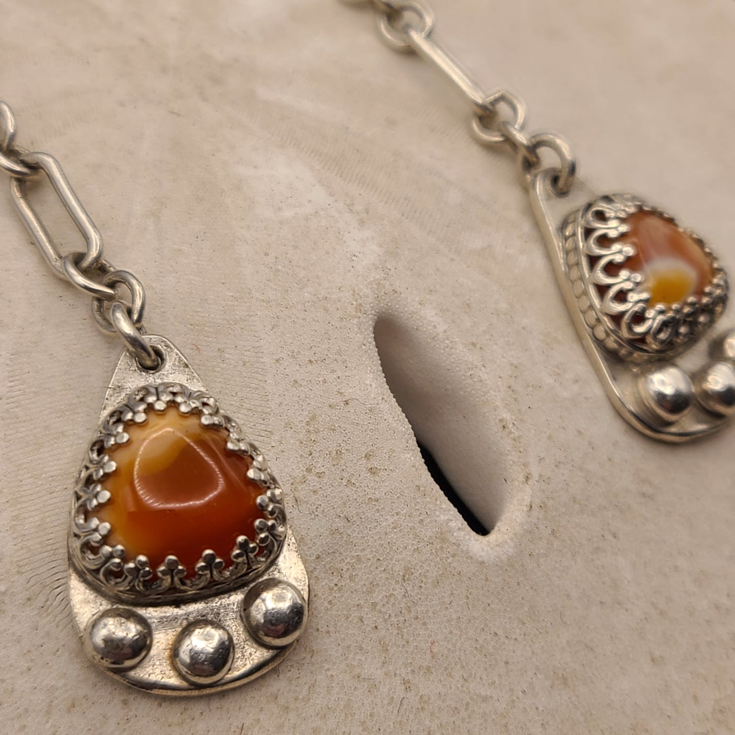 Fire Opal Earrings, Sterling Silver