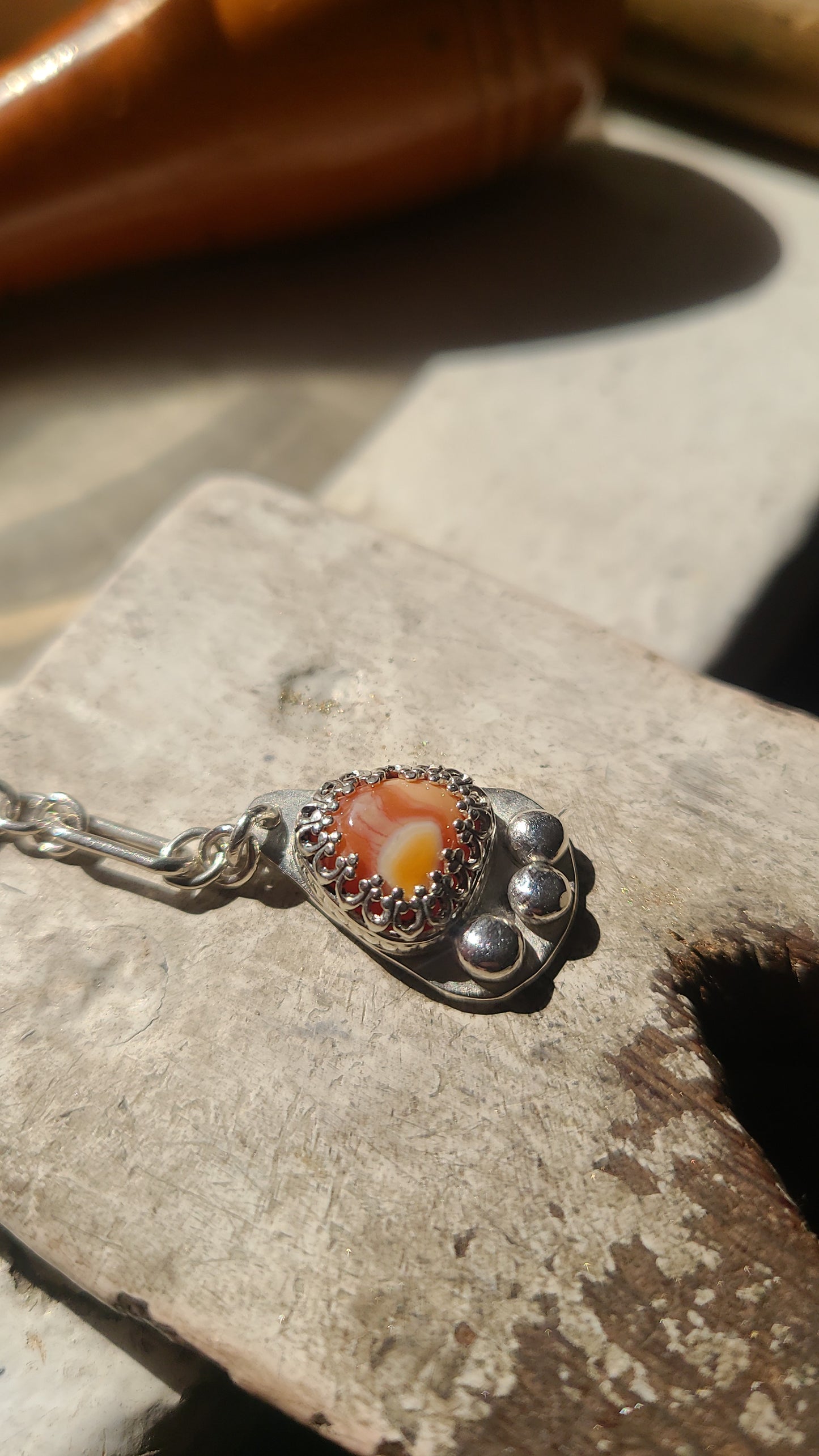 Fire Opal Earrings, Sterling Silver