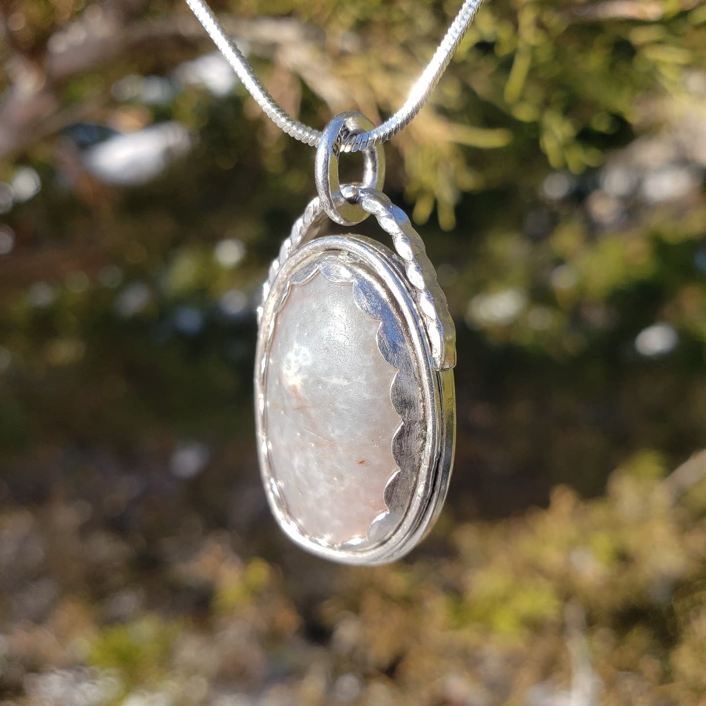 Frosty Lake Superior Agate Pedant, Sterling Silver