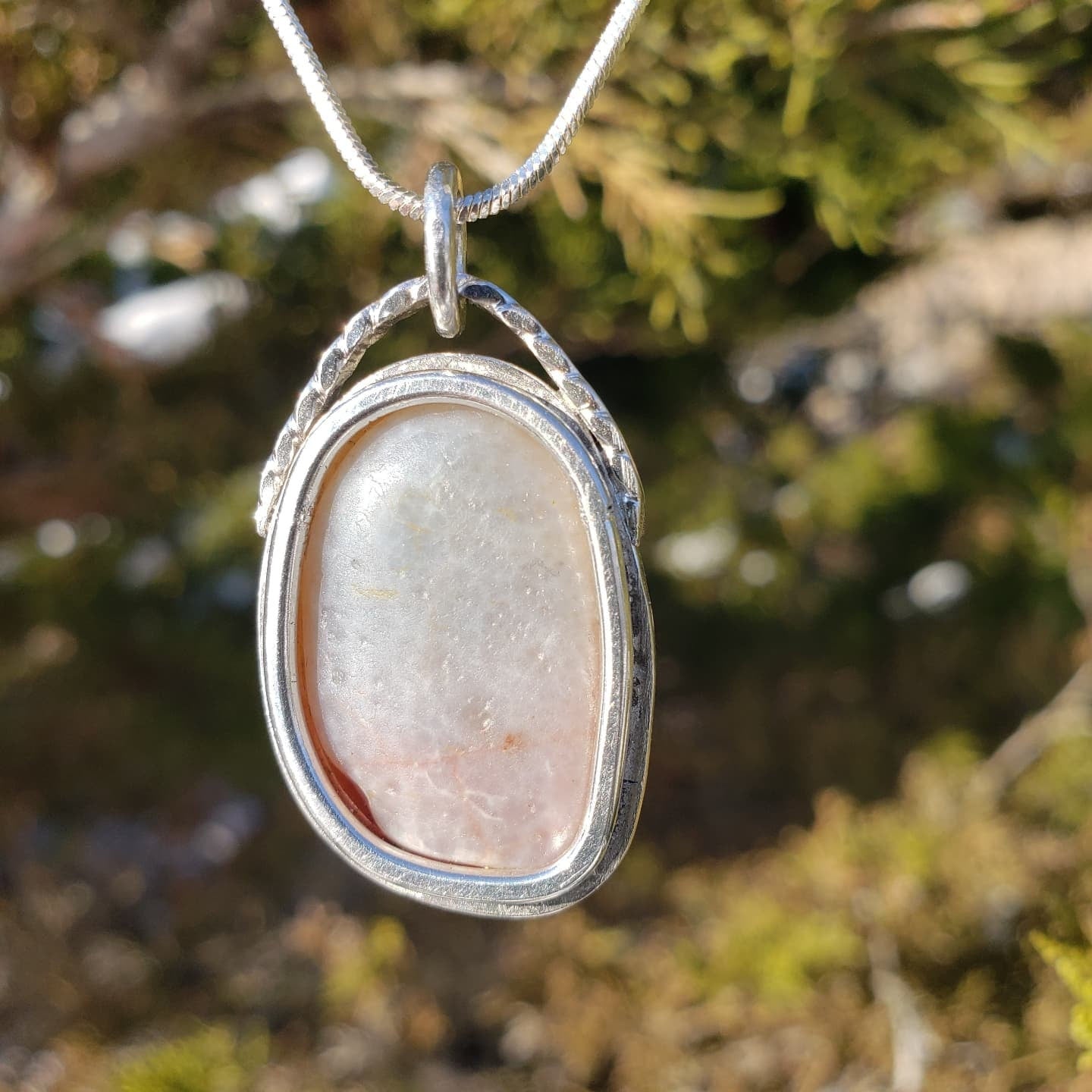 Frosty Lake Superior Agate Pedant, Sterling Silver