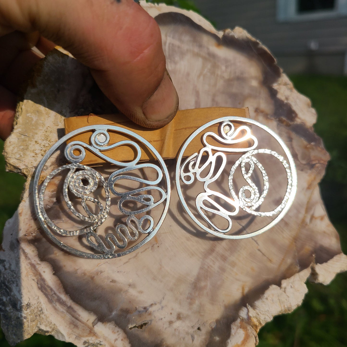 Moon Earrings, Sterling Silver