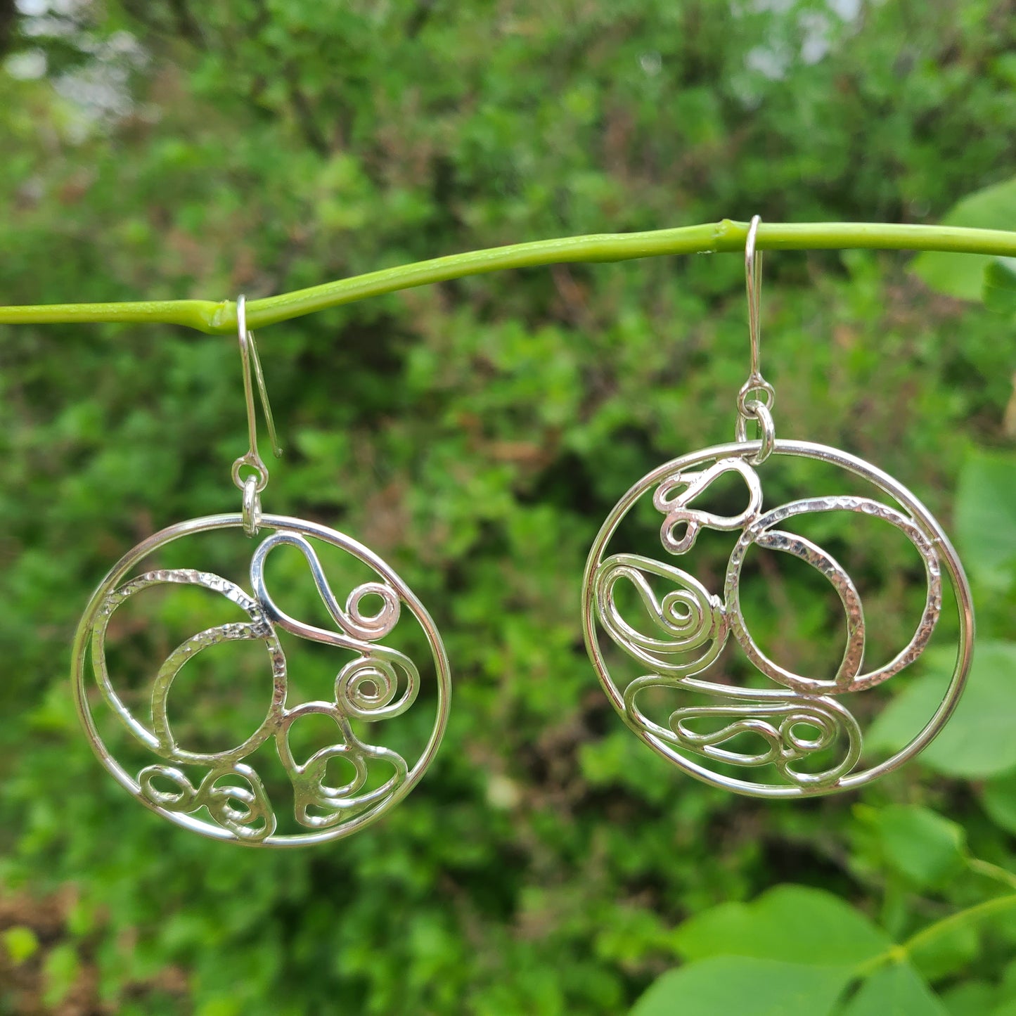 Moon Earrings, Sterling Silver