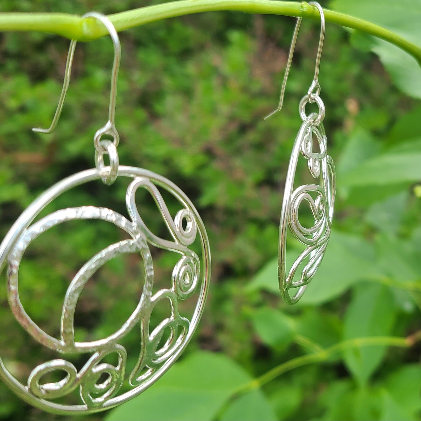 Moon Earrings, Sterling Silver