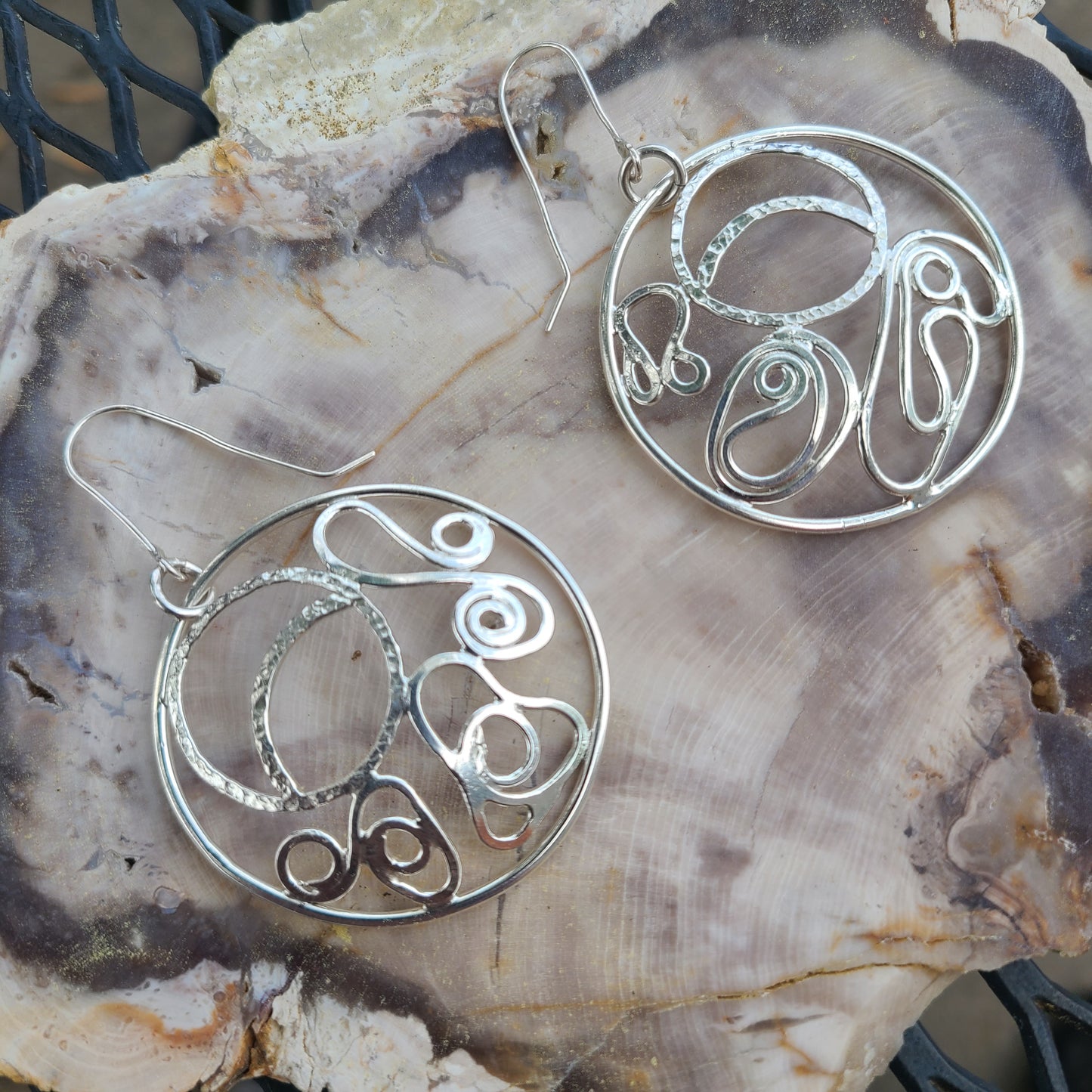Moon Earrings, Sterling Silver