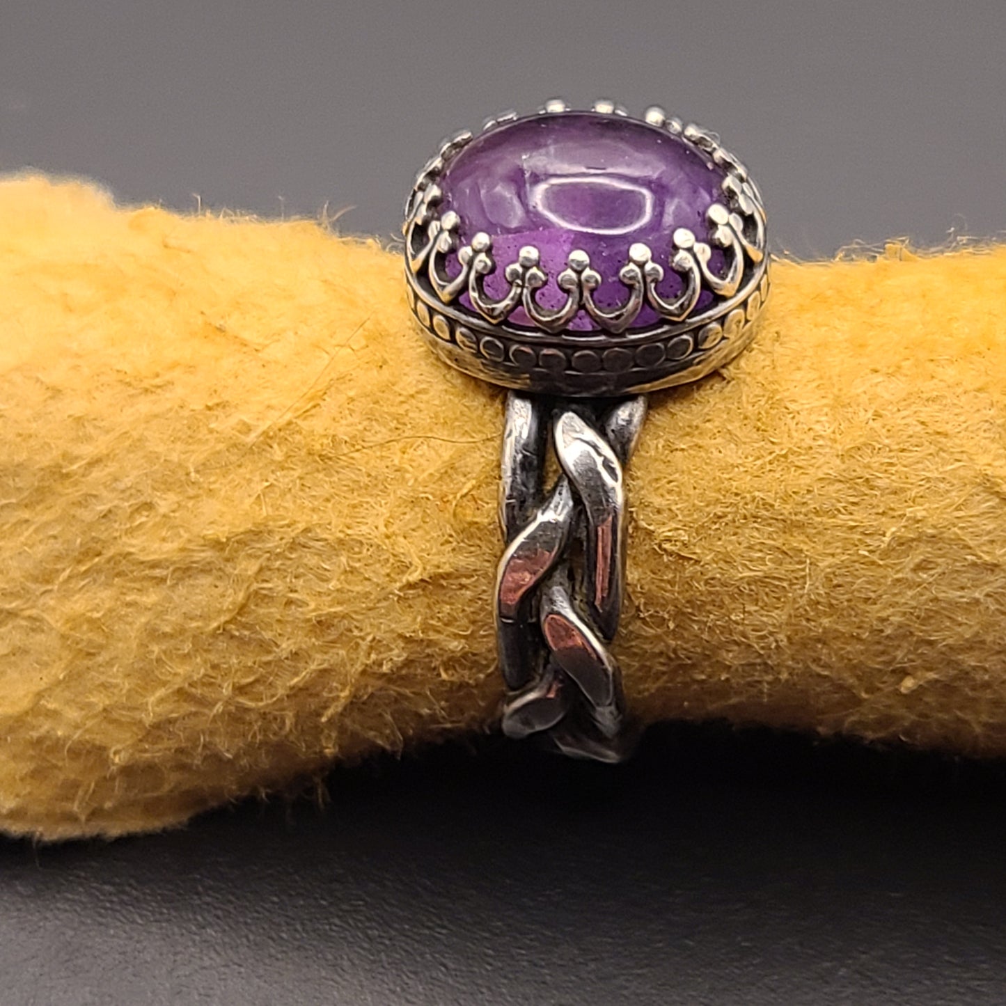 Amethyst Braid Ring, Sterling Silver, Size 6