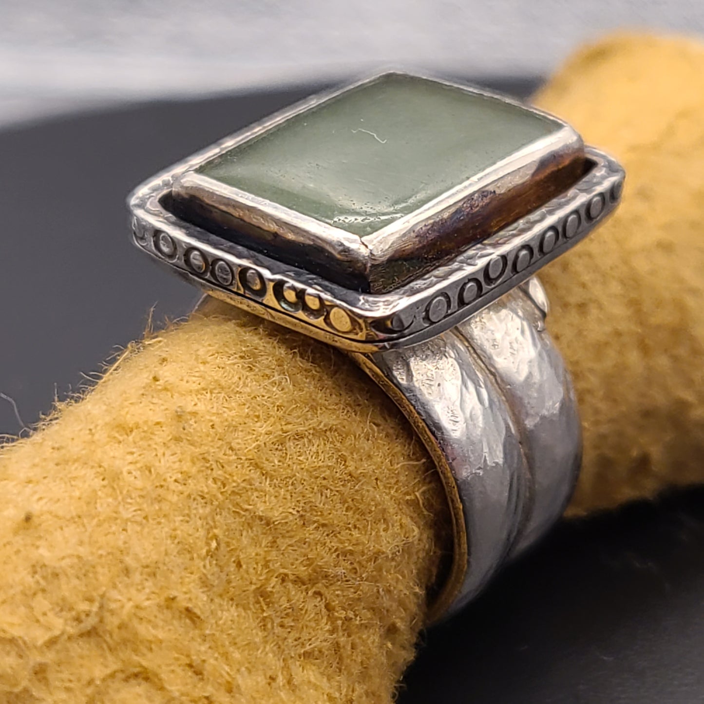 Aventurine Ring, Sterling Silver, Size 7.5
