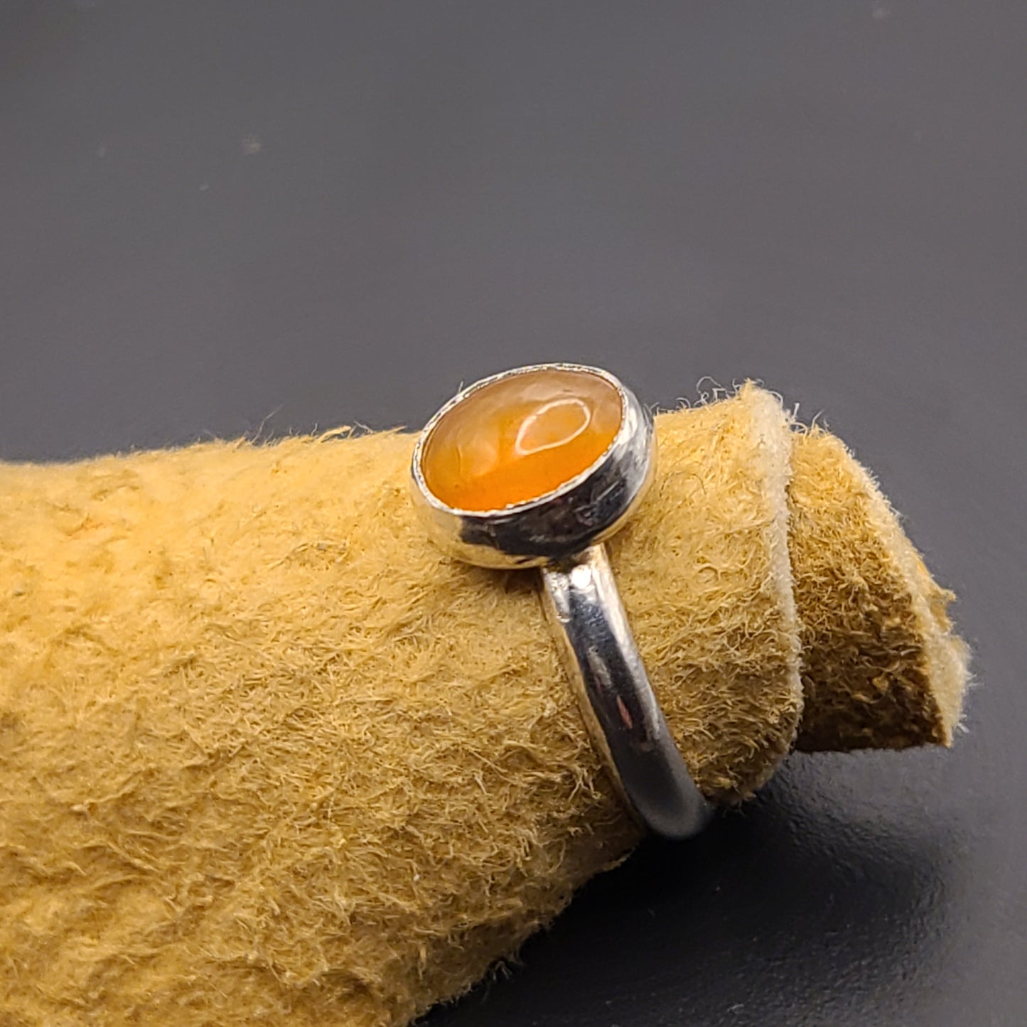 Fire Opal Ring, Sterling Silver, Size 5.5