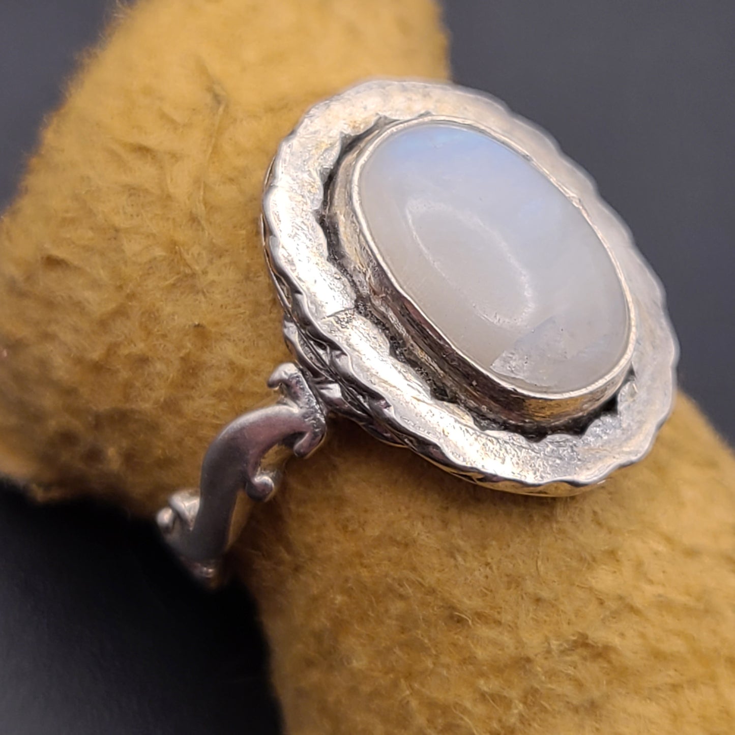 White Labradorite "Moonstone" Ring, Sterling Silver, Size 7.5