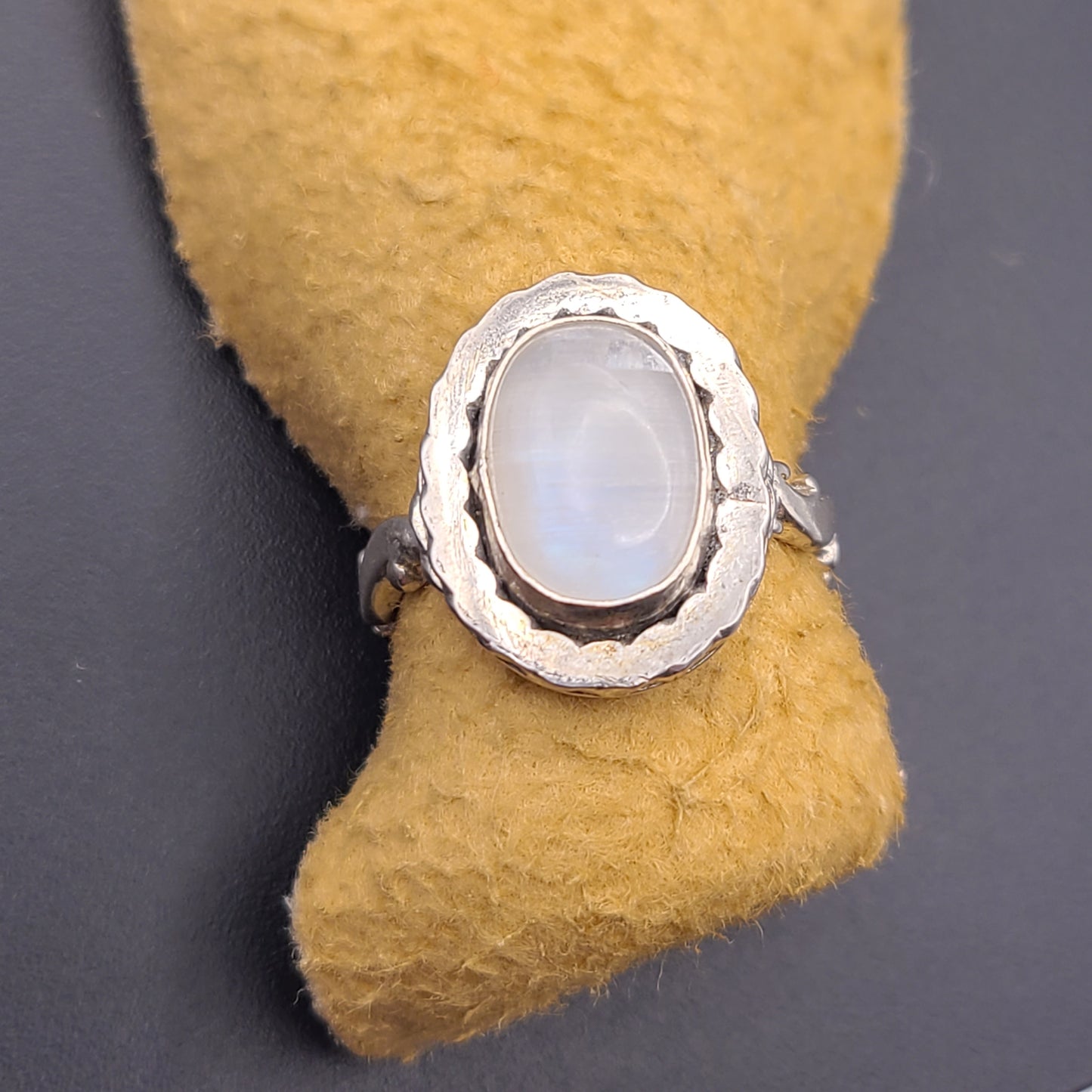 White Labradorite "Moonstone" Ring, Sterling Silver, Size 7.5