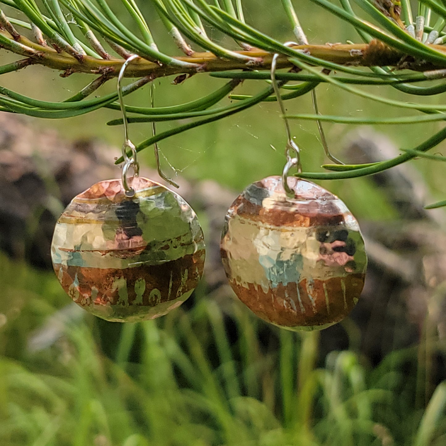 Mokume Gane Domed Earrings