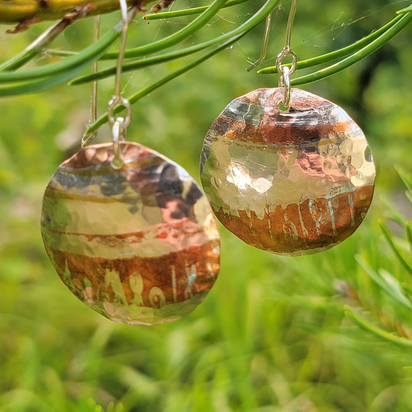 Mokume Gane Domed Earrings