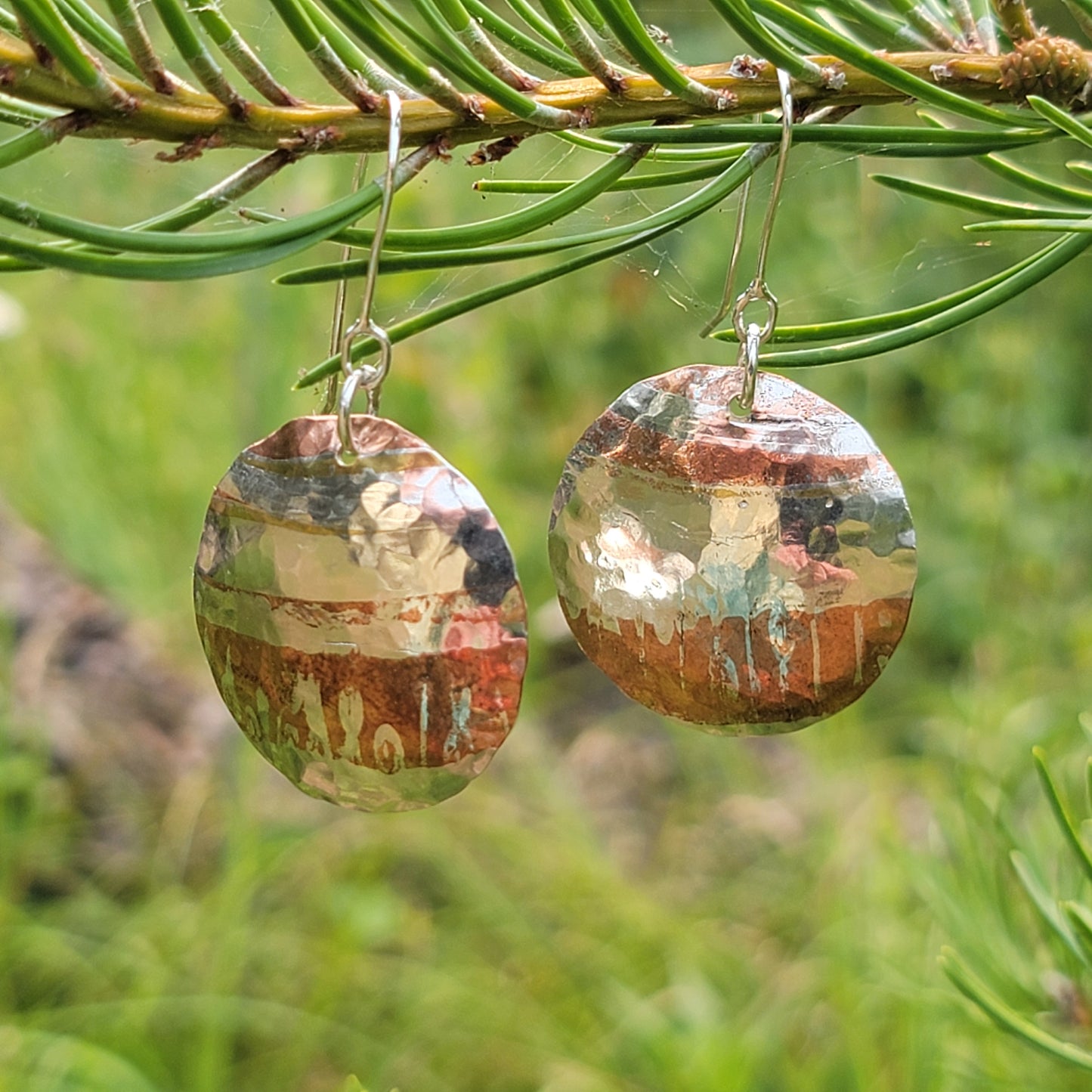 Mokume Gane Domed Earrings