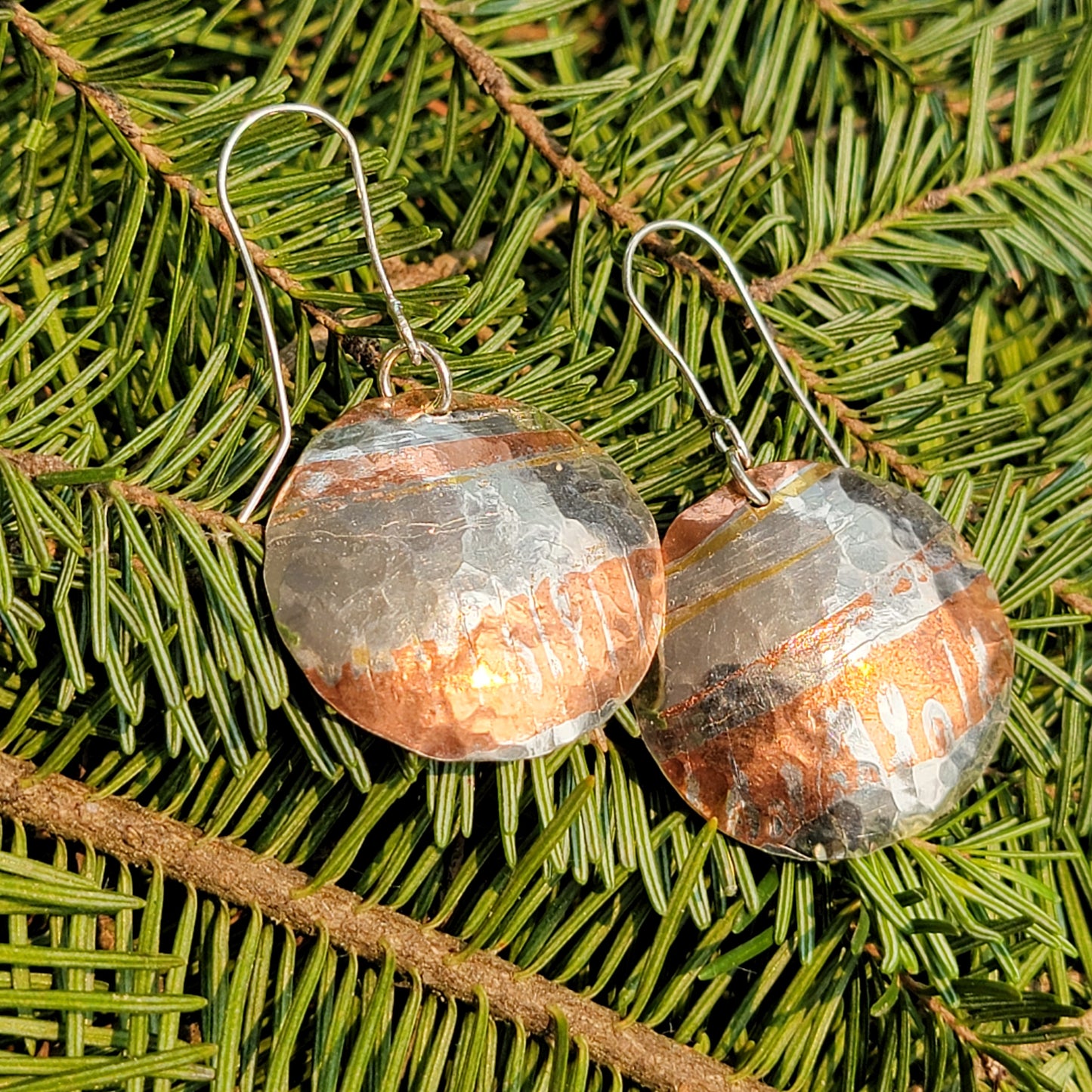 Mokume Gane Domed Earrings
