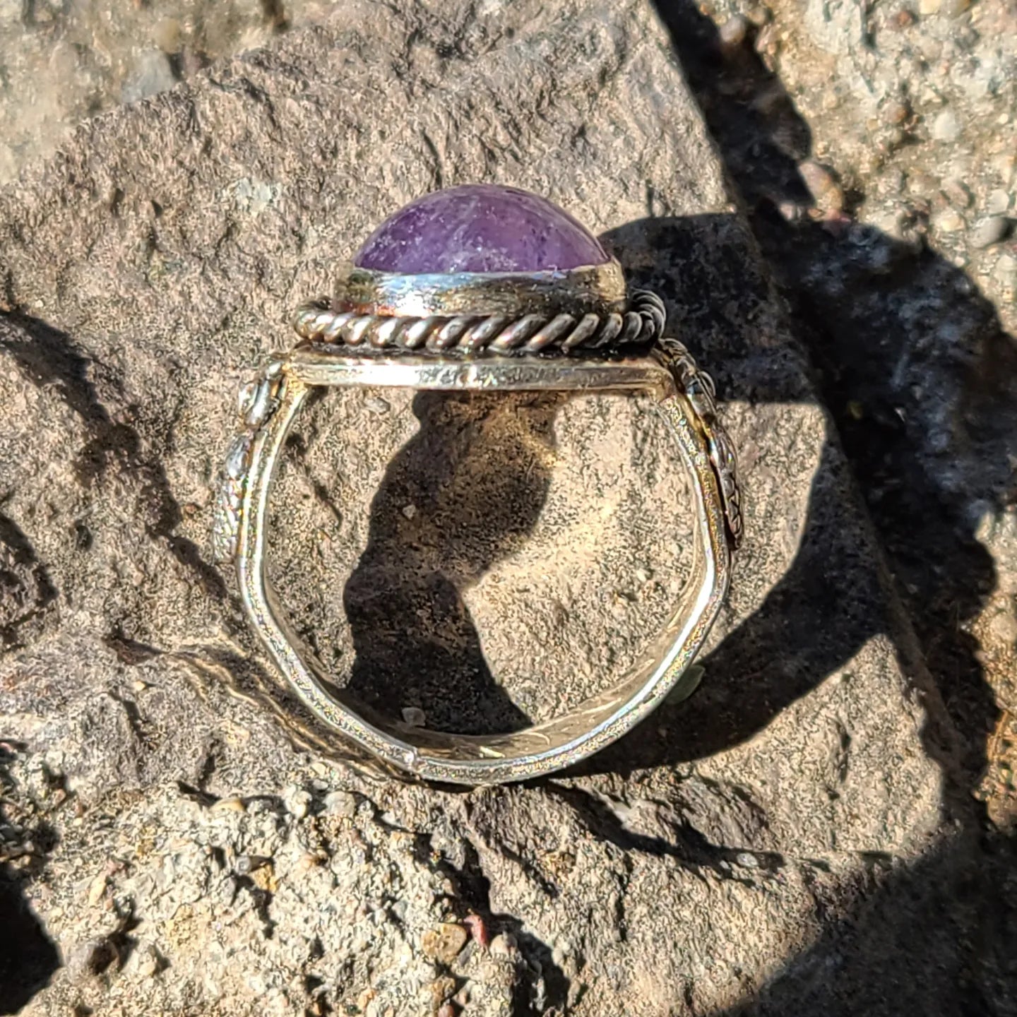 Amethyst Owl Ring, Sterling Silver, Size 8.5