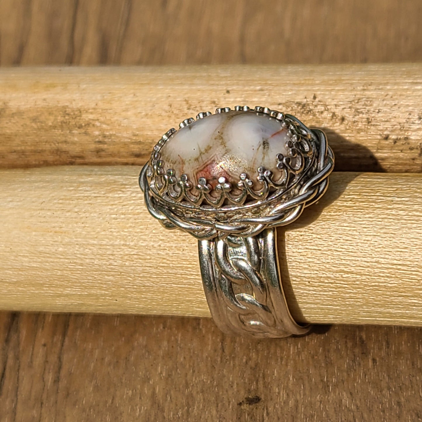 Double Eye Minnesota Thompsonite Ring, Sterling Silver, Size 6.5