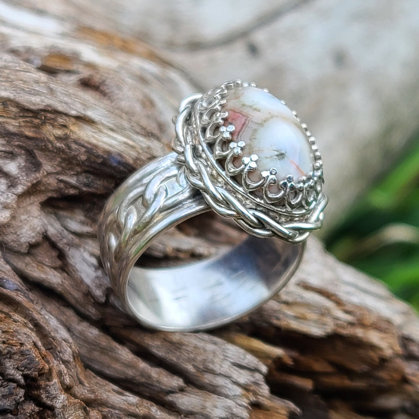 Double Eye Minnesota Thompsonite Ring, Sterling Silver, Size 6.5