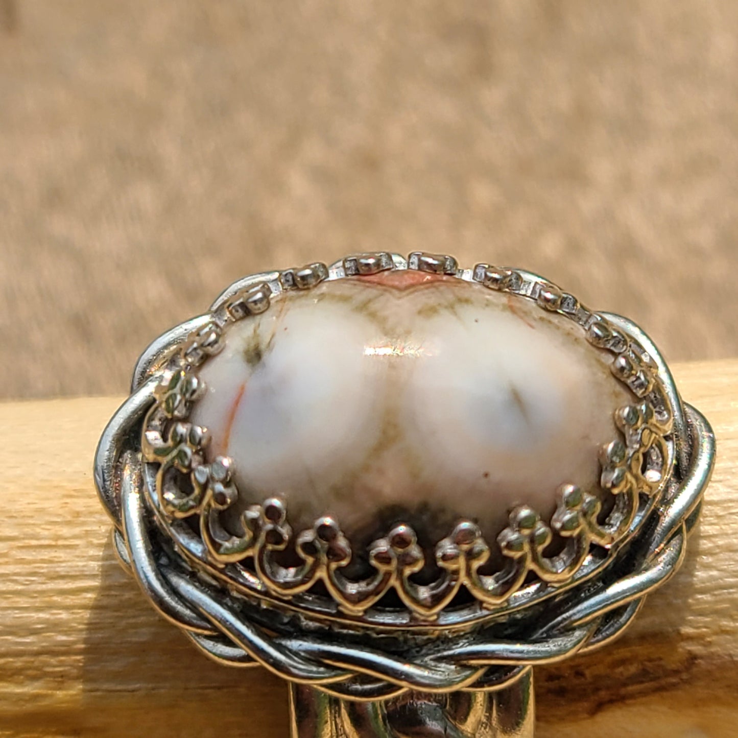 Double Eye Minnesota Thompsonite Ring, Sterling Silver, Size 6.5